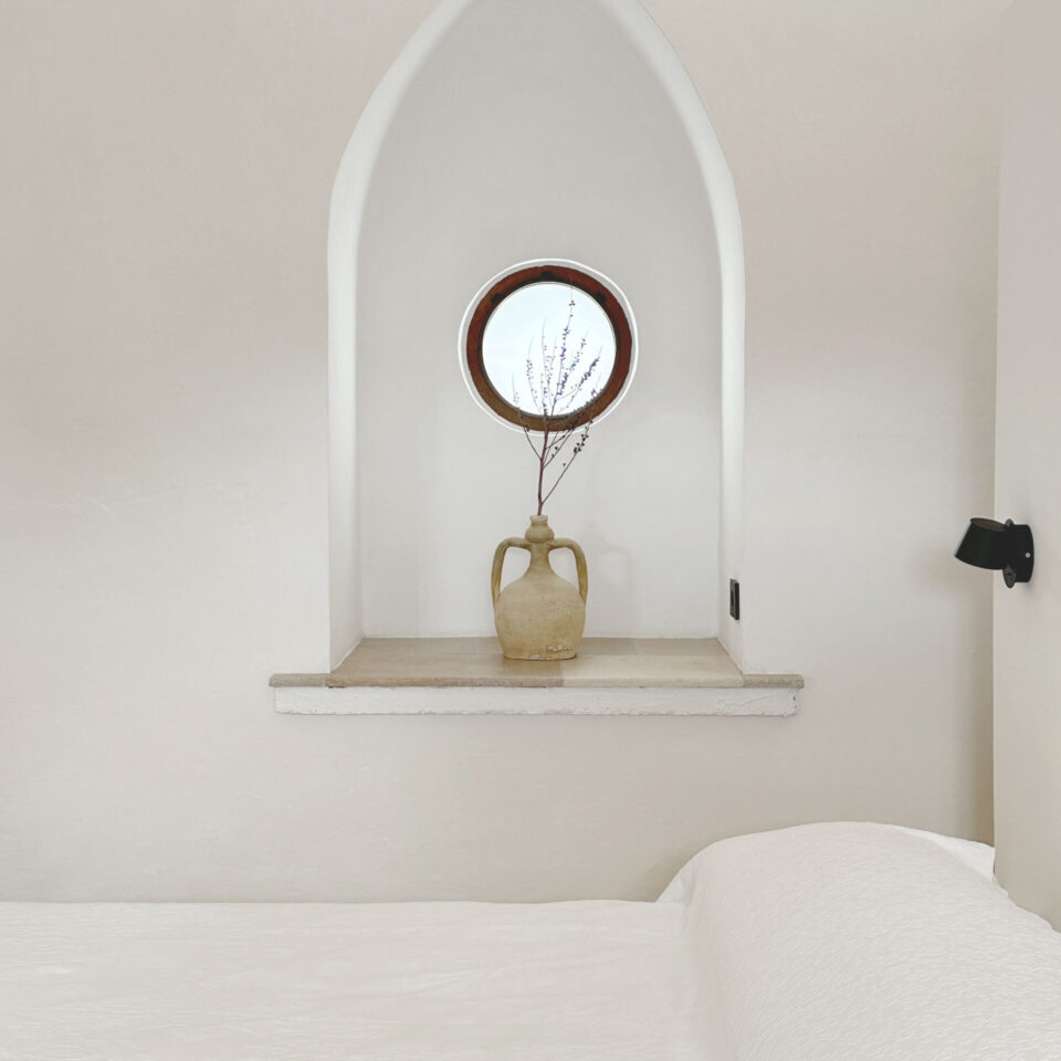 Gothic window in a bedroom