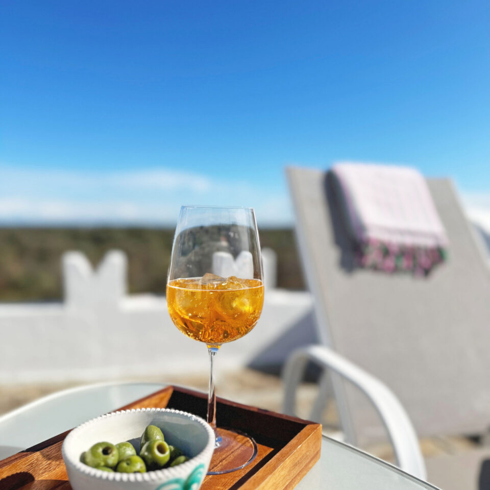 Aperitivo and olives on the rooftop terrace