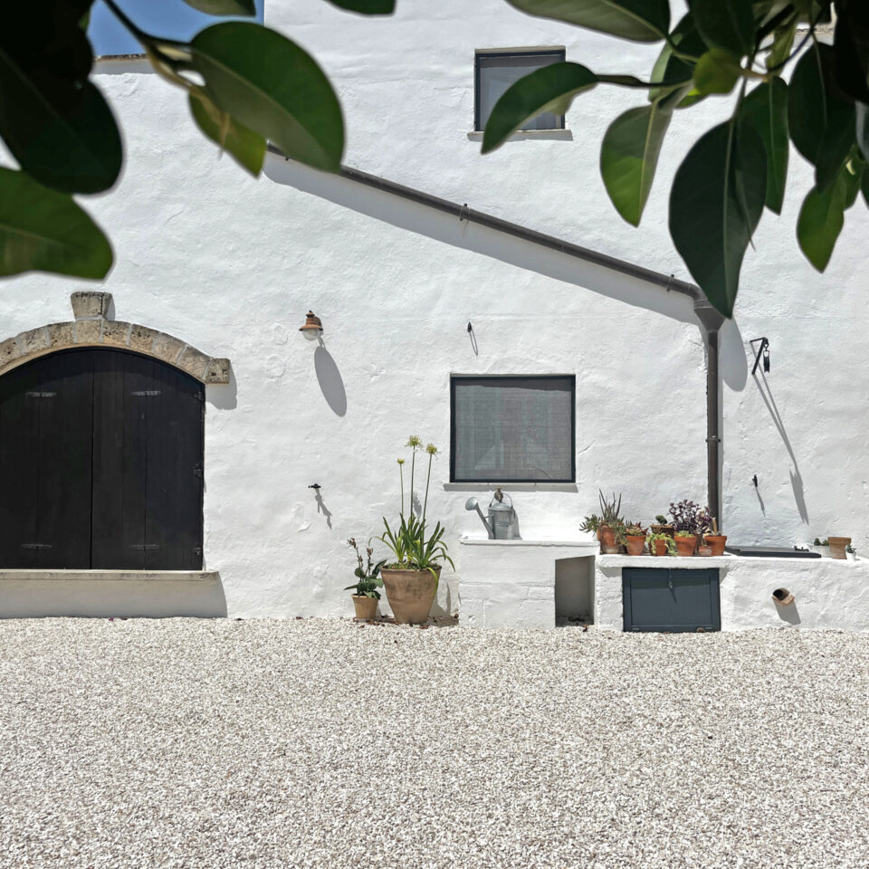 View of the old building from the coffee table in the courtyard